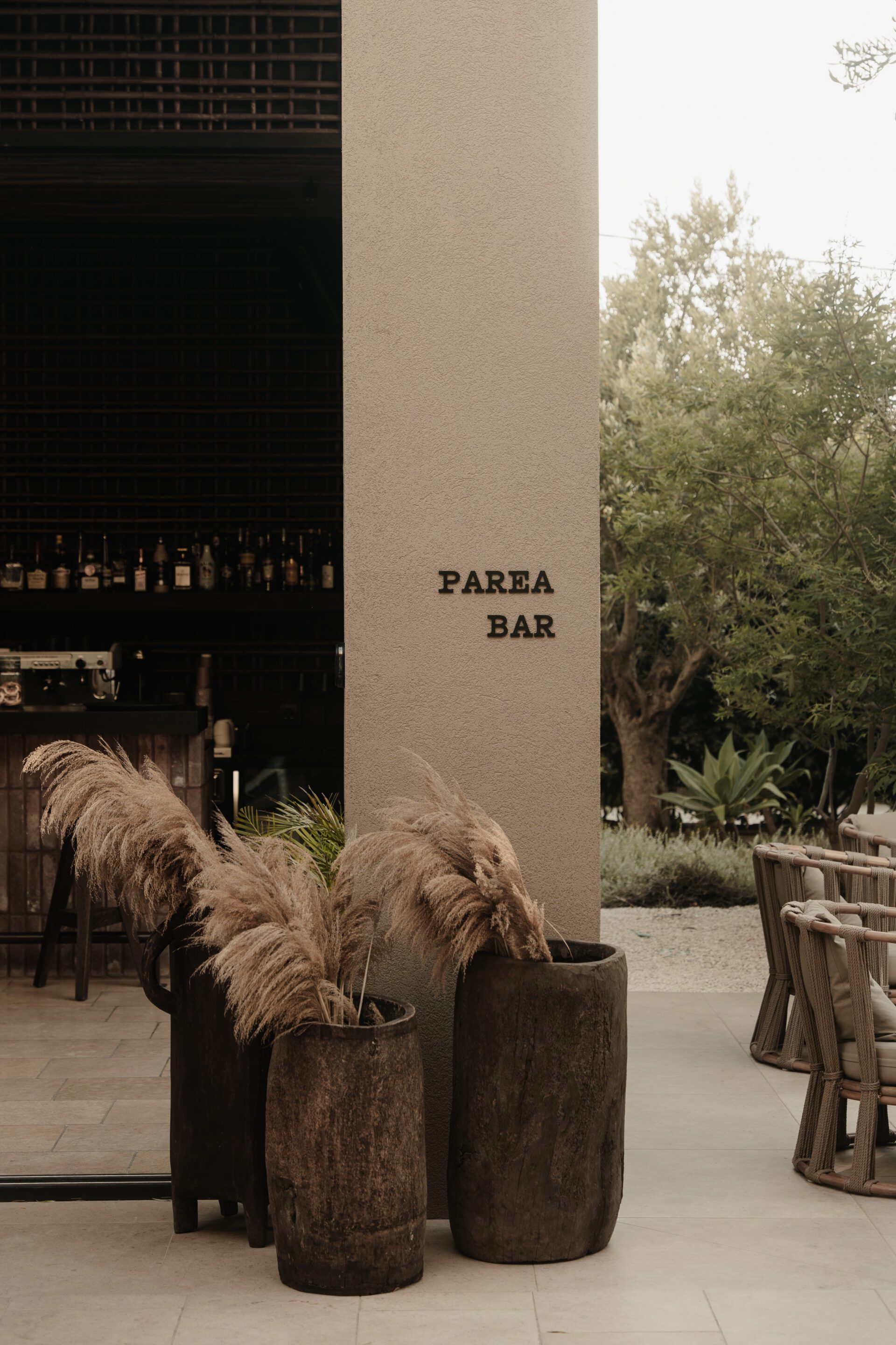 The outside entrance of the Parea bar at Casa Cook Samos
